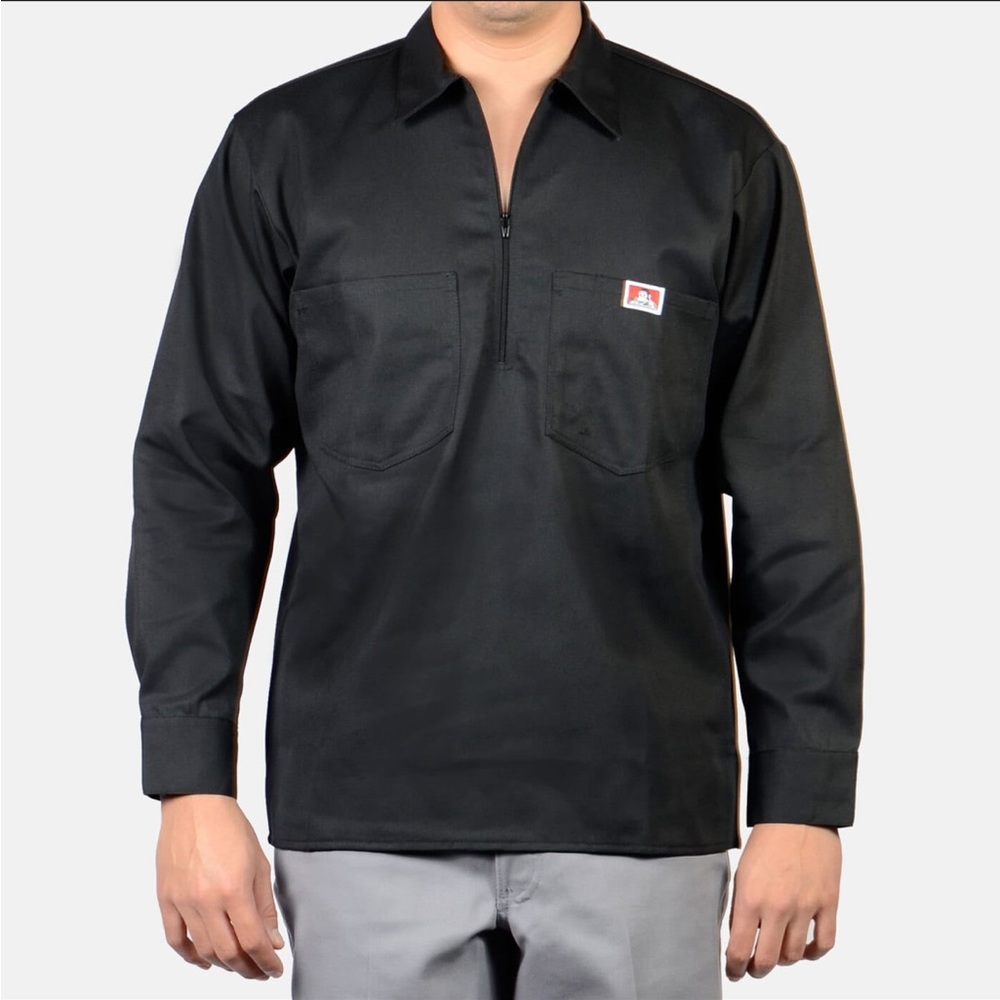 Ben Davis long sleeve solid, half zip black shirt